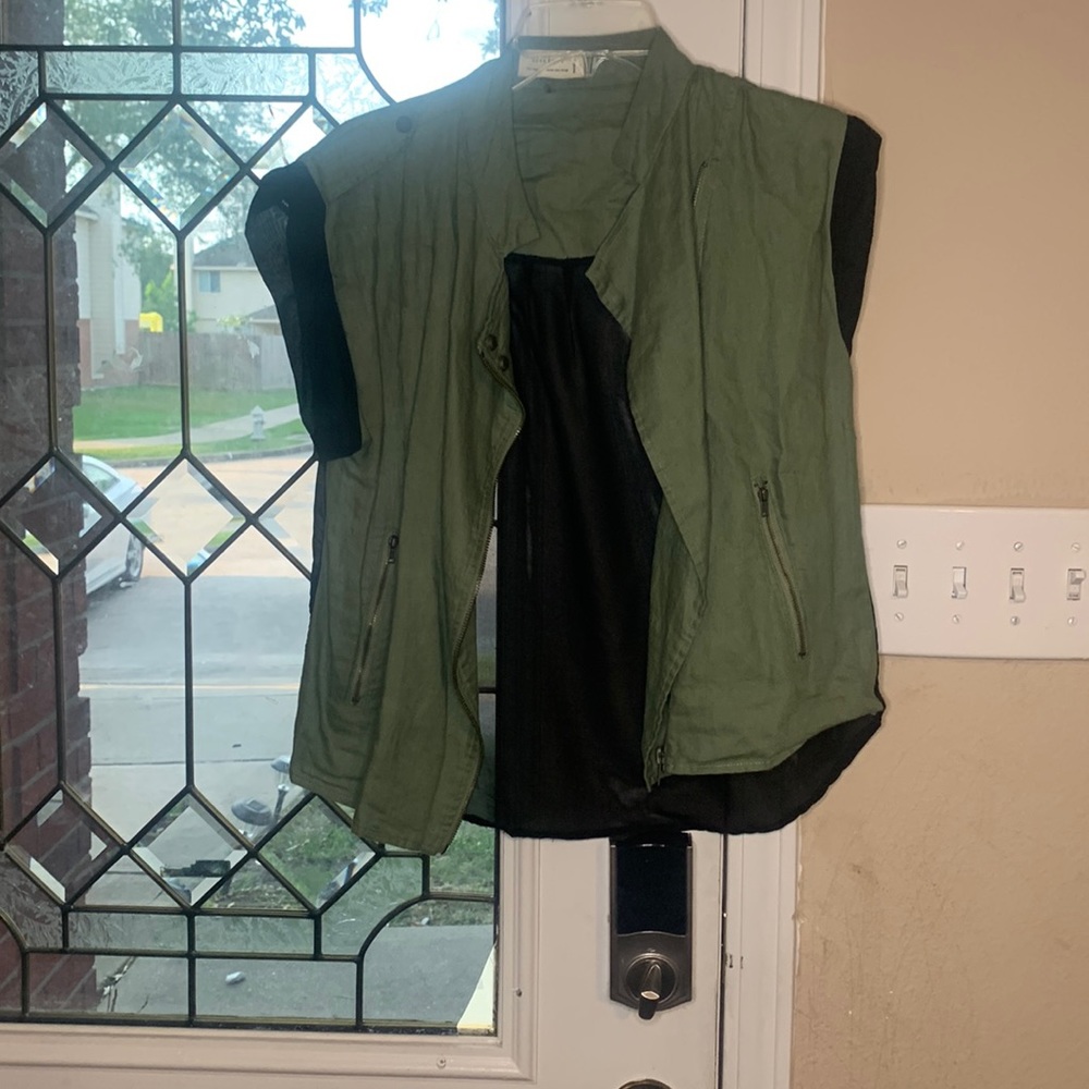 Green and black blouse